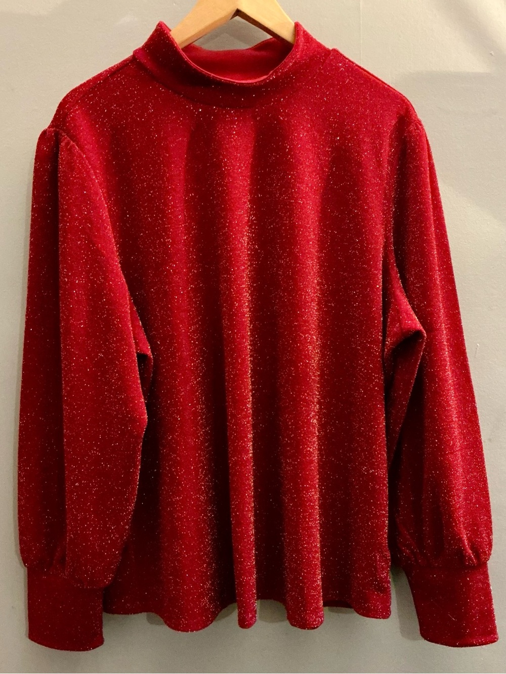 Maurices 2X Red Metallic Sparkle Mock Neck Holiday Party Top Plus Size